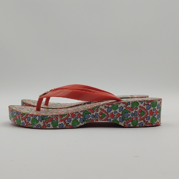 Tory Burch Boho Paisley Cut Out Wedge Flip Flop Sandals Size 6 - Picture 1 of 12